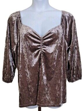 Lane Bryant Women's 22/24 Graysilver Crushed Velvet Sweetheart Top Whimsygoth
